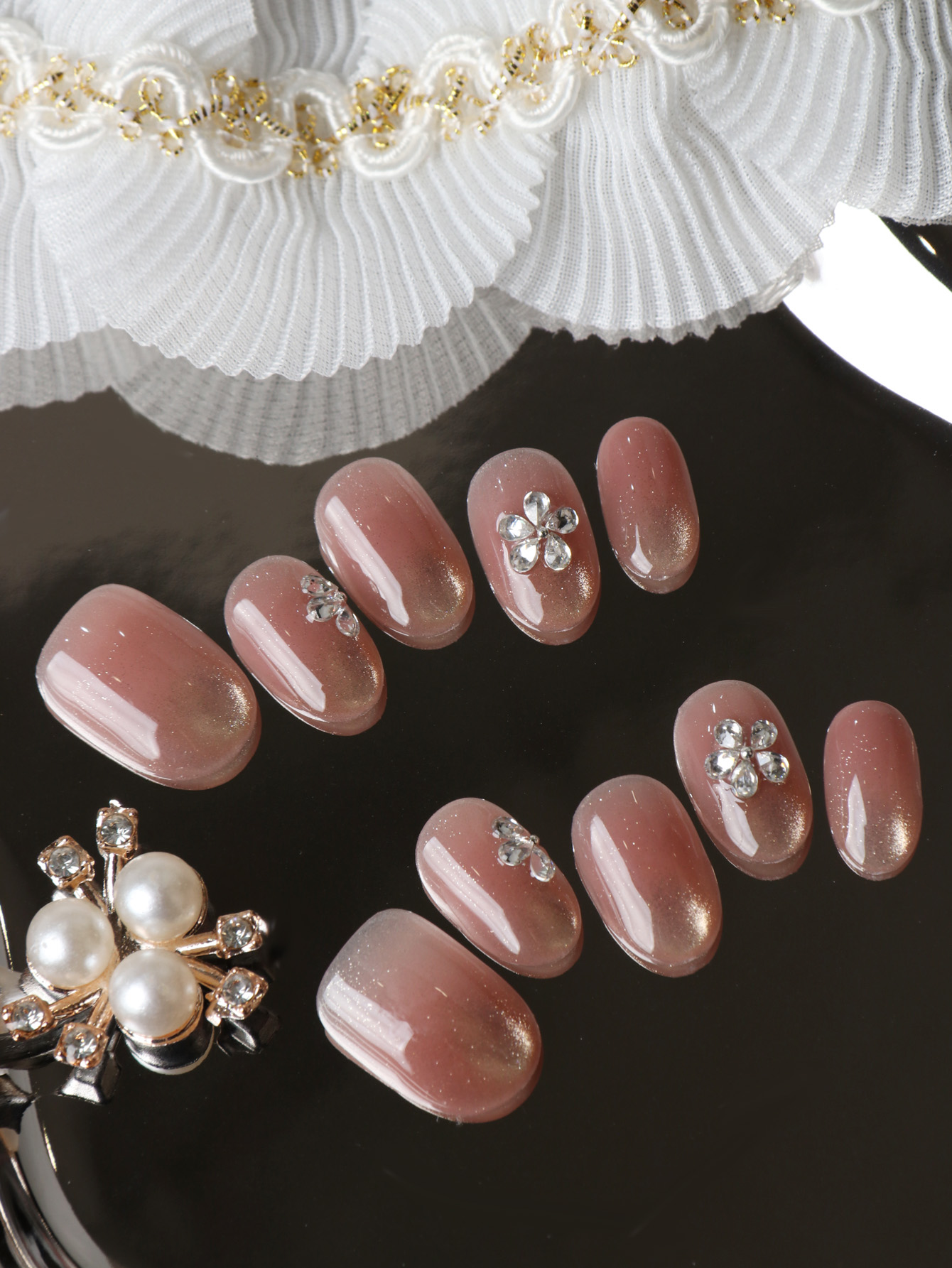 10Pcs Press on Nails Short Cat - Pressed Flower Art review and price